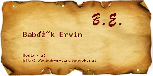 Babák Ervin névjegykártya