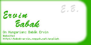 ervin babak business card